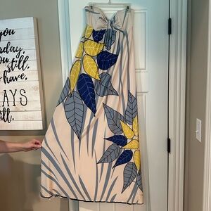 analili Strapless Maxi Dress Floral Print Yellow Blue Gray Women's Size S‎